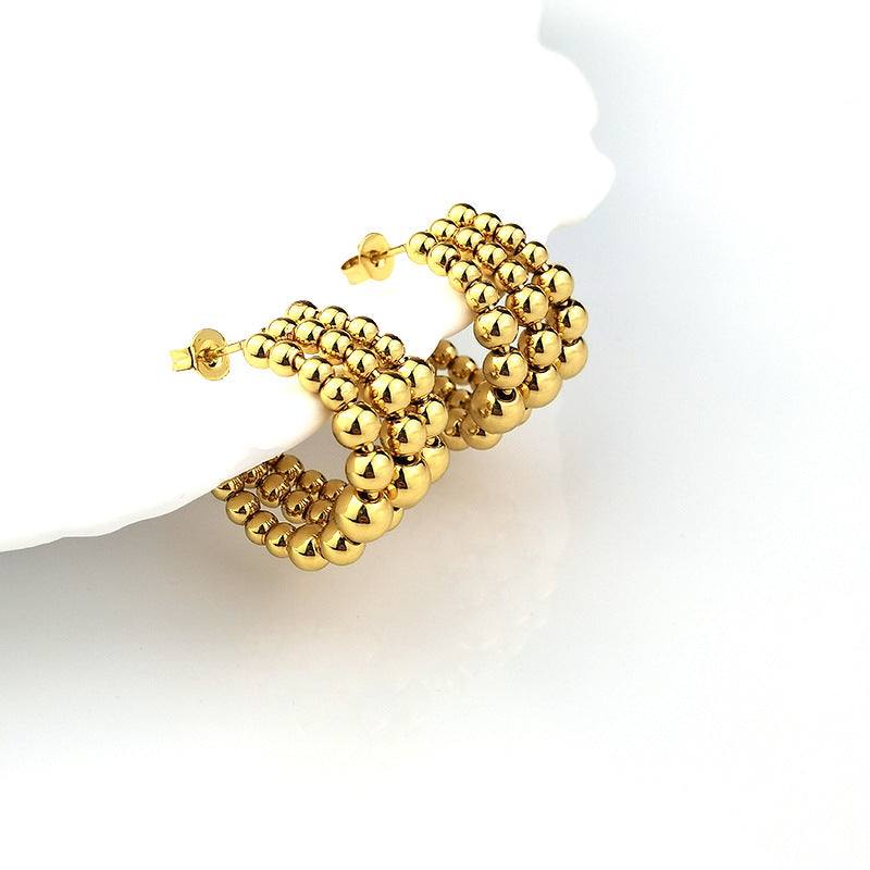 Basic C Shape Plating Stainless Steel Earrings