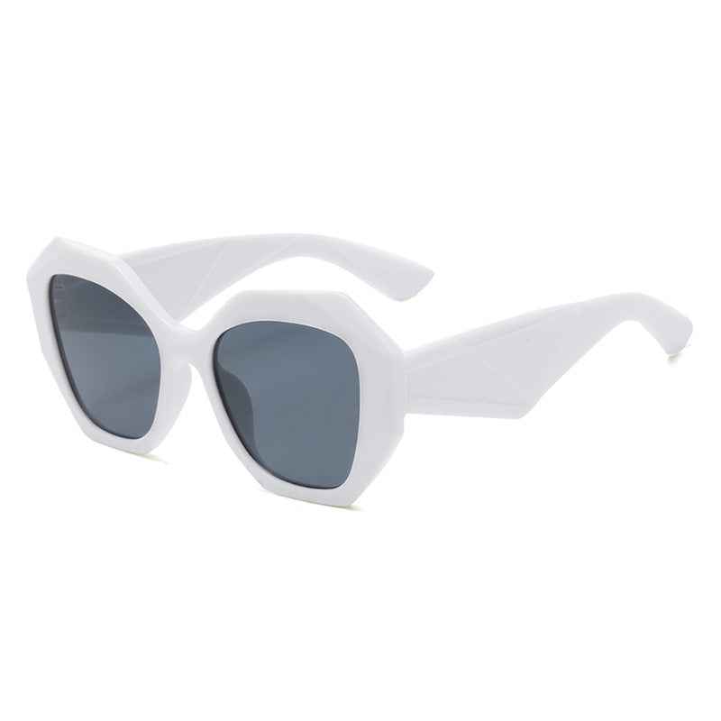 Style Hip-Hop Streetwear Solid Polygon White Full Frame Women's Sunglasses