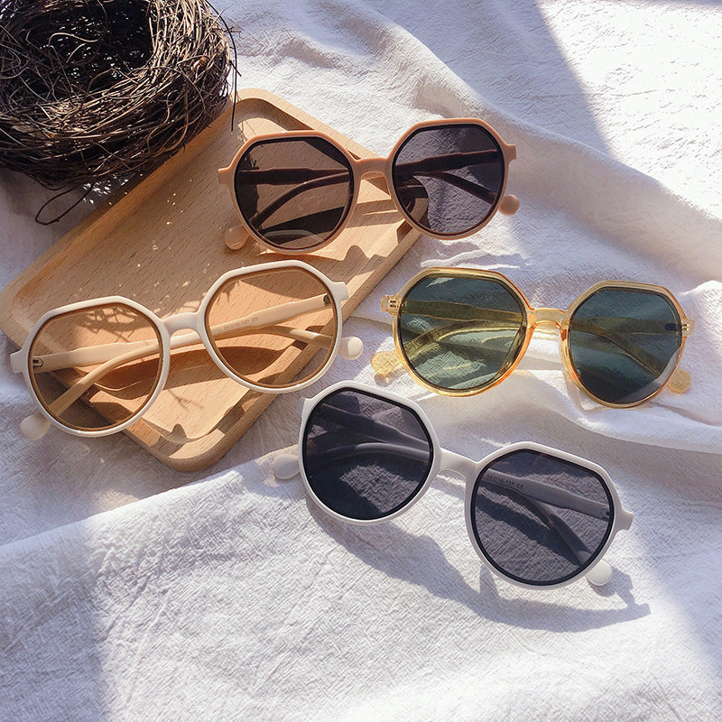 Vintage Round Frame Natural Color Sunglasses