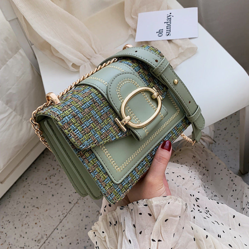 Cotton and Linen Classic Style Shoulder or Crossbody Mini Bag