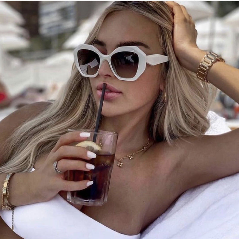Style Hip-Hop Streetwear Solid Polygon White Full Frame Women's Sunglasses