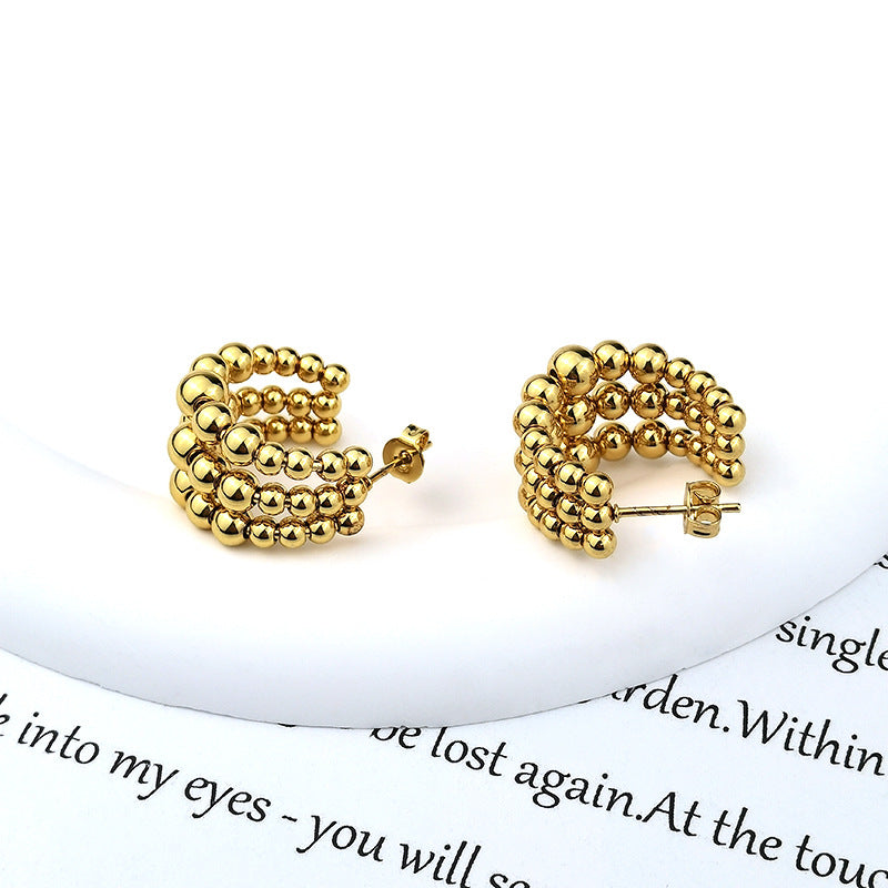Basic C Shape Plating Stainless Steel Earrings