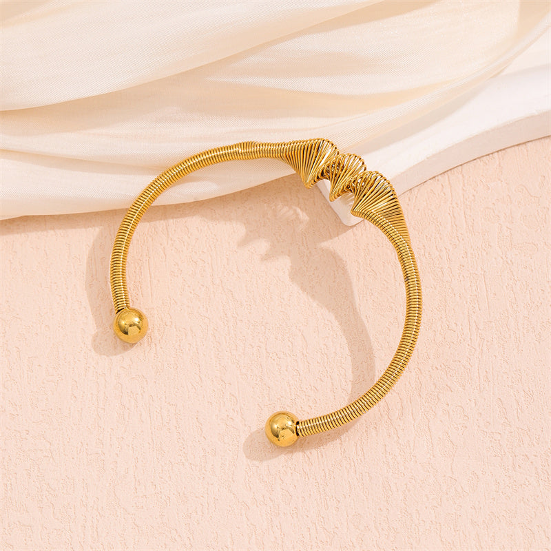 Solid Color Stainless Steel 18K Gold Plated Bangle