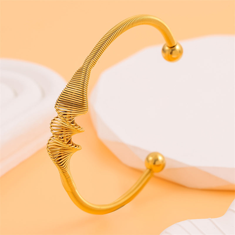 Solid Color Stainless Steel 18K Gold Plated Bangle