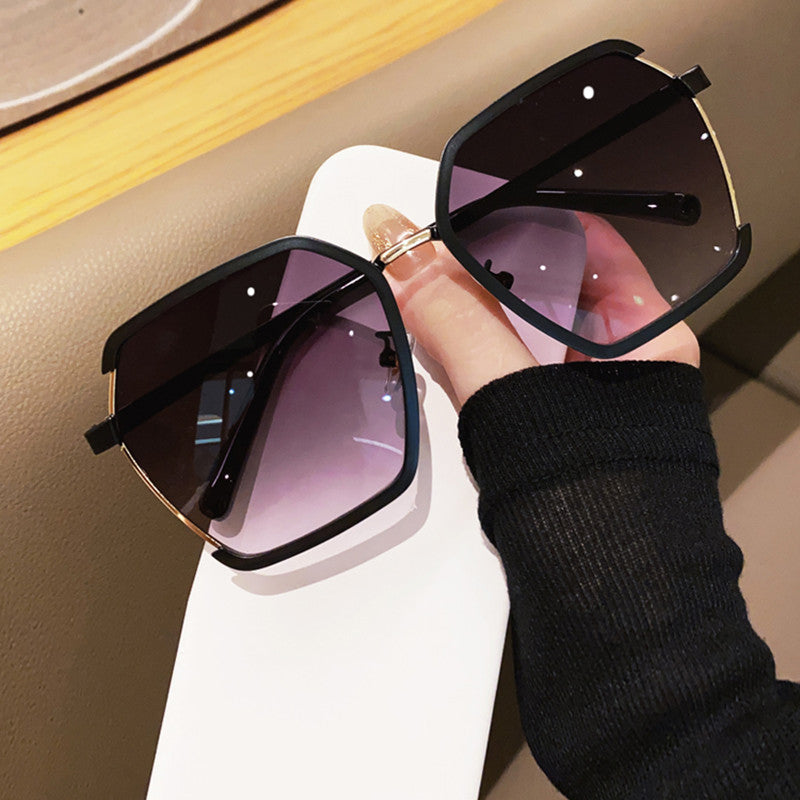 Simple Style Gradient Color Resin Polygon Half Frame Sunglasses