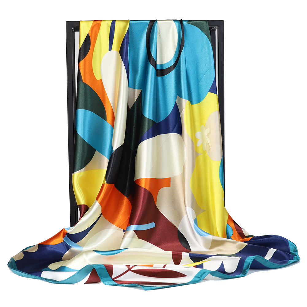 Women'S Elegant Plant Satin Silk Scarves