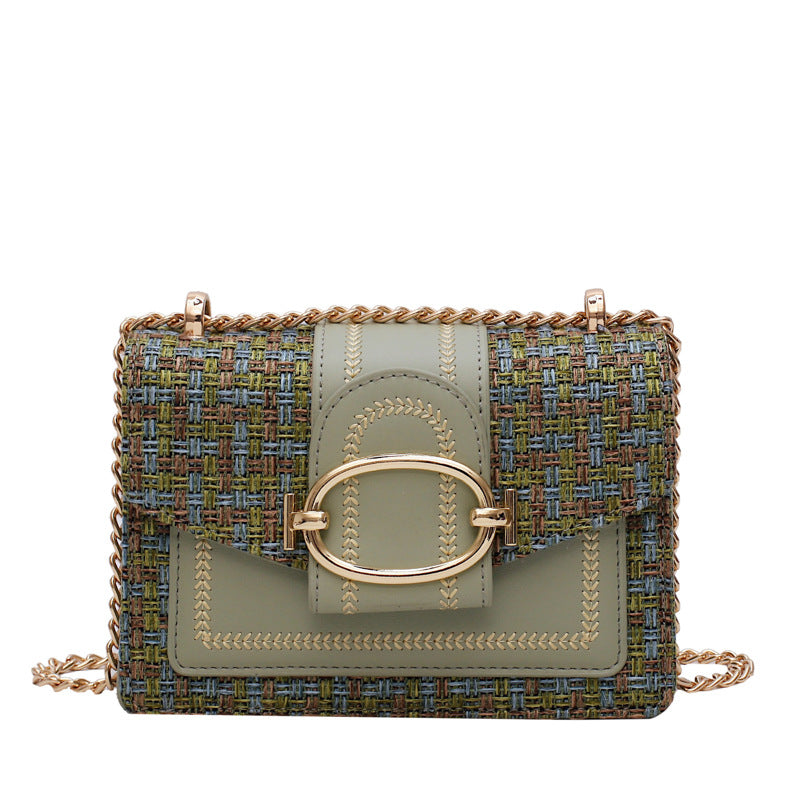 Cotton and Linen Classic Style Shoulder or Crossbody Mini Bag